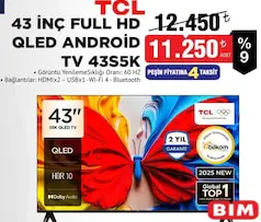 TCL 43S5K 43 İNÇ FULL HD QLED ANDROİD TV AKILLI TELEVİZYON